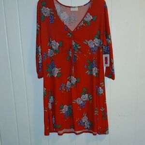 Bobbie Brooks Red Floral Dress